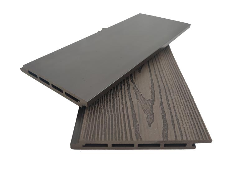 Wpc wall cladding hollow 4 square holes 138x15mm with wood grain surface chocolate anti-slip low maintenance for outdoor Featured Image