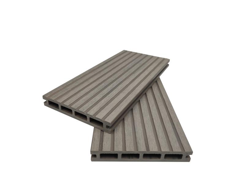 Traditional decking wpc hollow 4 square holes 144x21mm Duo light grey easy to install factory price Featured Image