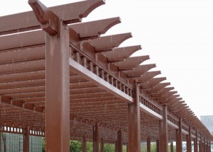 木塑涼棚和欄桿空心陽台方柱木塑複合柱防水木塑扶手花園柱